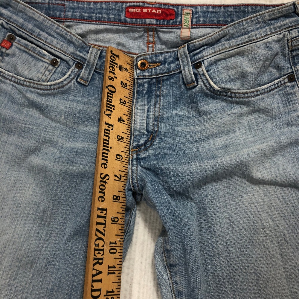 Big Star Klary Flare Jeans Womens 31S Light Wash Low Rise Wide Leg Made in USA - Picture 6 of 10